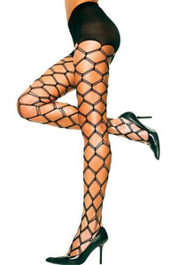 5842 Multi strand big diamond net pantyhose with enforce sole