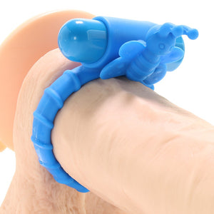 Flutter Silicone 10X Vibrating Cock Ring in Blue